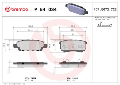 Brembo P54034 Brake Pad Rear Low-Met Hyundai — Brake Pads