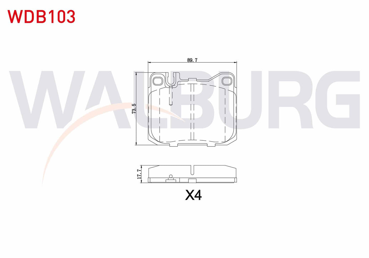 WALBURG WDB103 Brake Pad Front Mercedes 230 E (W123) 2.3 17.50mm 1977-1985 — Brake Pads