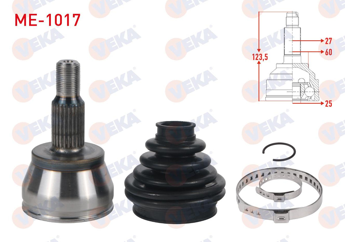 Veka ME-1017 CV Joint Left-Right Front Outer Mercedes A Series (W169) A150-A160-A180-A180 CDI 27X2 — Axles, CV Joints & Boots
