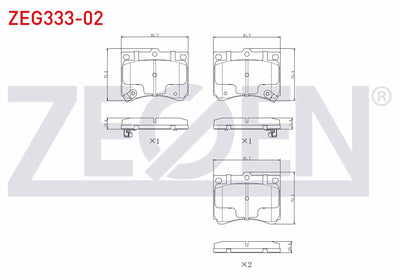 Zegen ZEG333-02 Brake Pad Front with Wear Indicator Mazda 323 V (Ba) 1.8i 16V 1994-1998 / Mx-3 (Ec) 1.6i 16V 1991-1994 / Mx-3 (Ec) 1.8i 16V 1991-1994