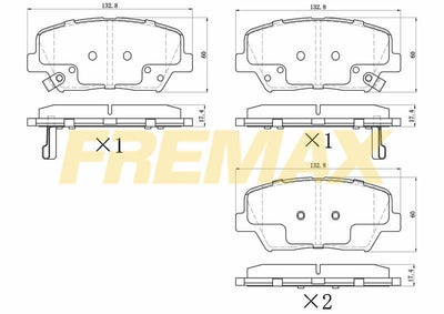 Fremax FBP-1898 Front Brake Pad (Corbon Formula) Hyundai Elantra 2011 > Elantra / i30 / Ceed 2012-2018 / Ioniq / Niro / Optima 2011 >