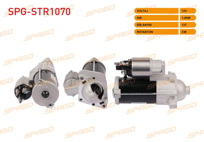 SPAGO SPG-STR1070 Starter Motor 12V 1.4Kw 13 Outer Cw (Str5203) Clio IV-Megane III IV-Kangoo (1.5 dCi S — Starting & Charging