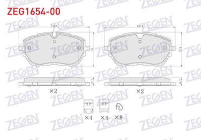 Zegen ZEG1654-00 Brake Pad Front with Wear Indicator Peugeot 308 II 1.6 HDi 2014-/ Ds 4 II 1.6 2021-/ Opel Astra — Brake Pads