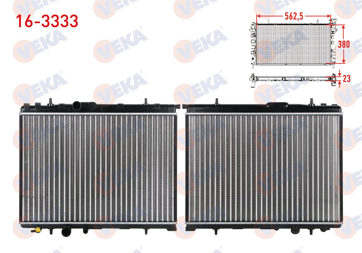 Veka 16-3333 Su Radiator Mechanical Peugeot 206 (2A / C) 1.4i 16V A-T Ac + /-1998-2006 — Radiators & Fans