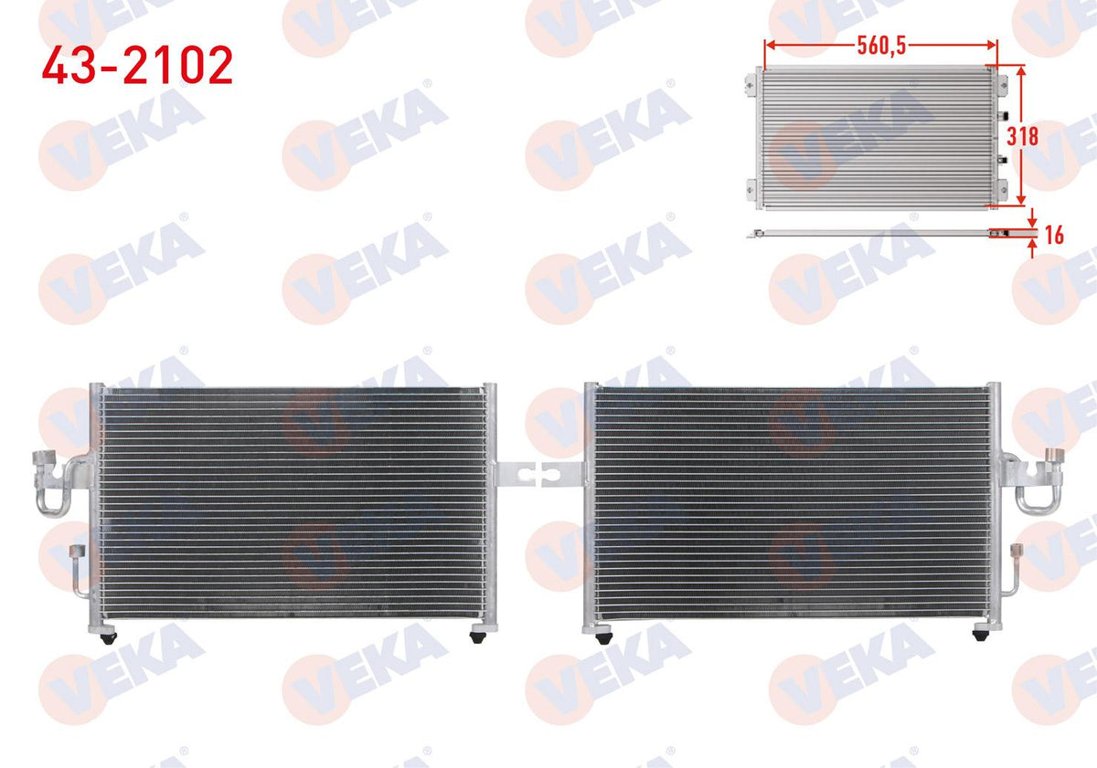 Veka 43-2102 A/C Condenser Hyundai Accent I (X-3) 1.5i 1994-2000 — Condensers & Evaporators