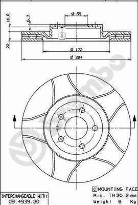 Brembo 09.4939.76 Brake Disc Front Air 284.5mm Fiat Doblo 1.3-1.6 JTD Egea 1.3-1.6 Mjtd 04-10 Çizgili | Set of 2