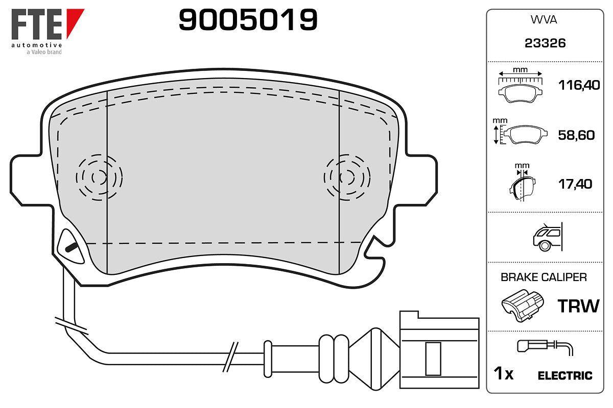 Fte 9005019 Brake Pad Multivan / Transporter Rear