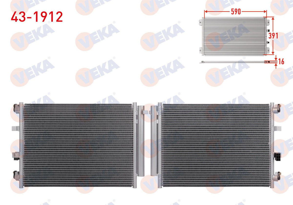 Veka 43-1912 A/C Condenser Ford Focus III 1.6 TDCi 2011-2015