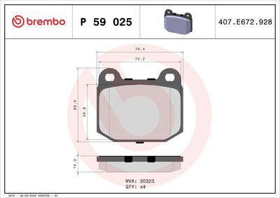 Brembo P59025 Brake Pad Front Low-Met Opel — Brake Pads