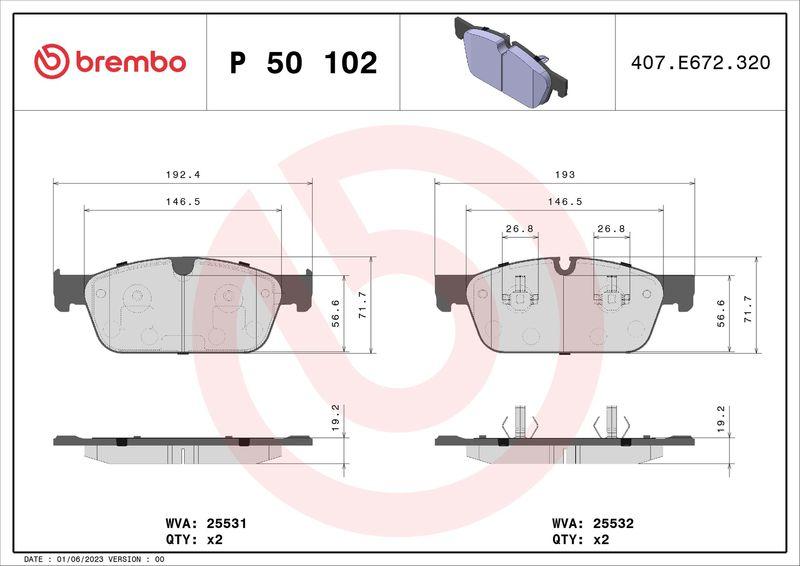 Brembo P50102 Brake Pad Front Mercedes W166 GLE — Brake Pads