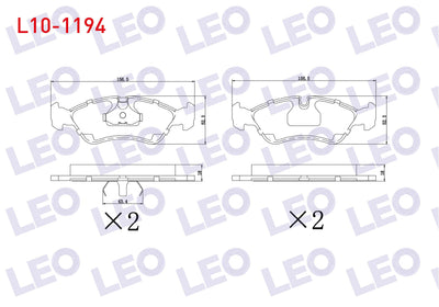LEO L10-1194 Brake Pad Front Opel Vectra B 1.6i 1995-2003 / Vectra B 1.8i 16V 1995-2003 / Vectra B 2.0 DTi 1995 — Brake Pads