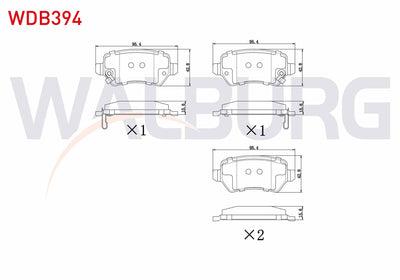 WALBURG WDB394 Brake Pad Rear with Wear Indicator Opel Astra H 1.3 CDTi 2004-2010 / Astra H 1.6i 2004-2010 / Ast — Brake Pads
