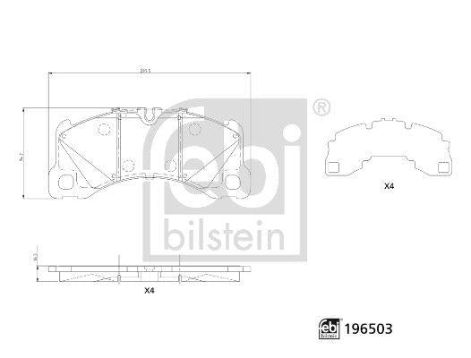 Febi Bilstein 196503 Front Brake Pad-16.3mm Porsche — Brake Pads