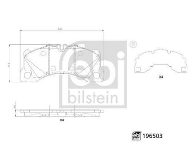 Febi Bilstein 196503 Front Brake Pad-16.3mm Porsche — Brake Pads