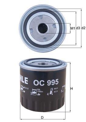 Mahle OC995 Oil Filter Navara (D40): Fx30d (S51) 3.0 D 10-: Grand Vitara (Jt) 1.9 DDiS 10-14 3.0 dCi 10-15