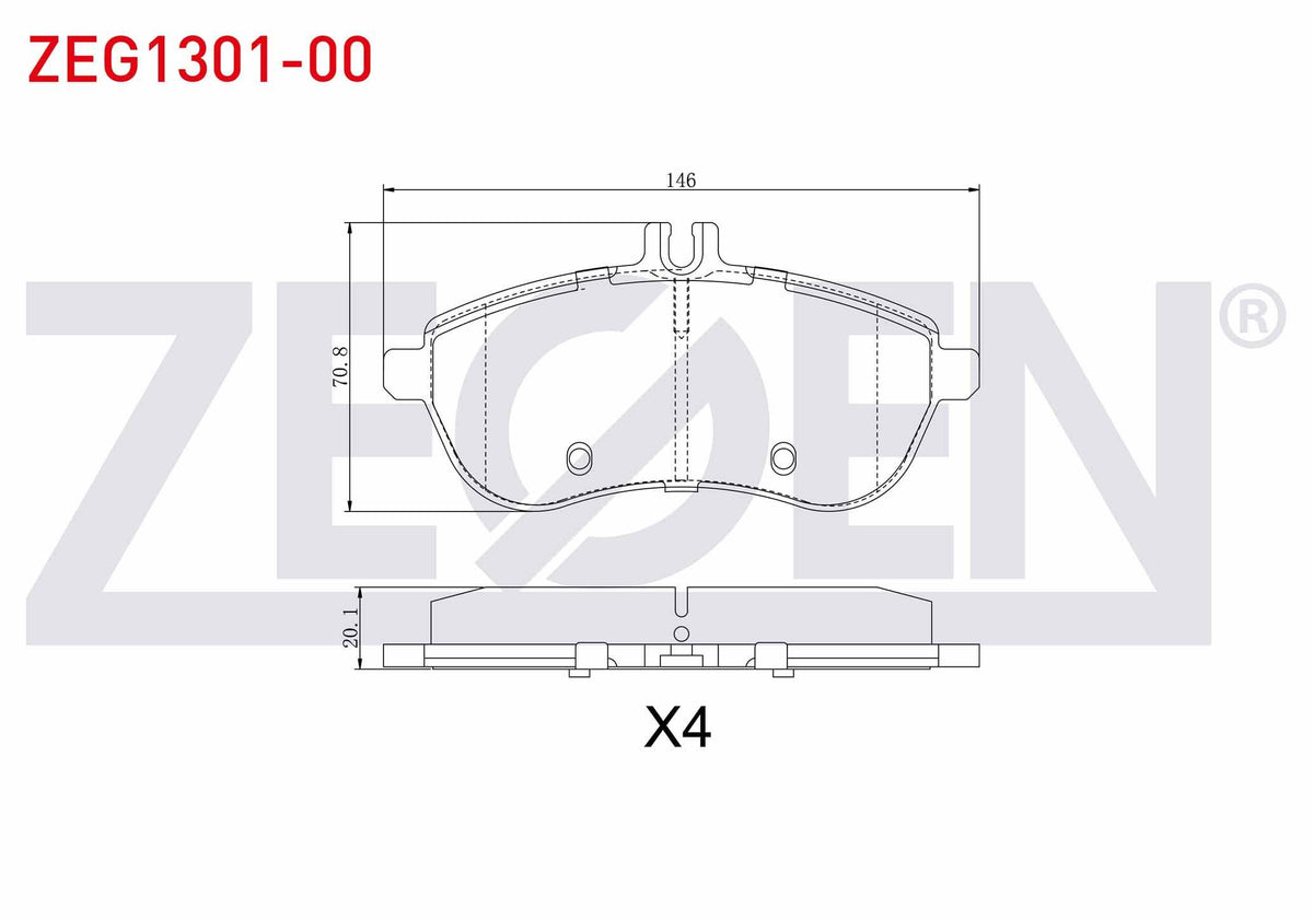Zegen ZEG1301-00 Brake Pad Front Mercedes C Series (W204) C 180 2007-2014 / C 200 CDI 2007-2014 / C 200 2007-201 — Brake Pads