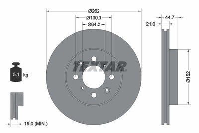 Textar 92060903 *2 Brake Disc Front Civic 01-05 / Jazz 09- / City 09-12 | Set of 2