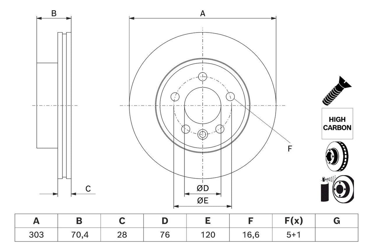 Bosch 0986479J83 W Crafter 2016-Brake Disc Front () 2N0615301a