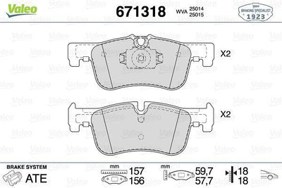 Valeo 671318 Brake Pad Front BMW F20 F21 F22 F23 — Brake Pads