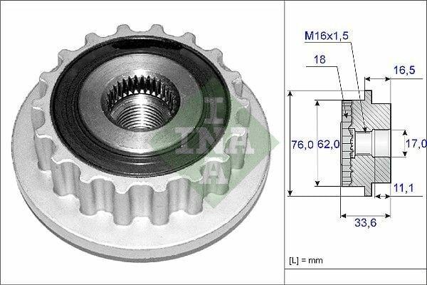 INA 535011810 Alternator Pulley T.Prt T5 2.5TDI — Starting & Charging