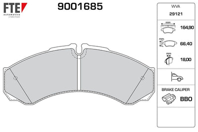 Fte 9001685 Front Brake Disc Brake Pad Daily II III 99 > 06 (18mm) — Brake Pads