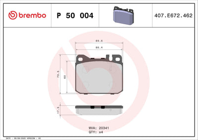 Brembo P50004 Brake Pad Front Low-Met Mercedes-Benz — Brake Pads