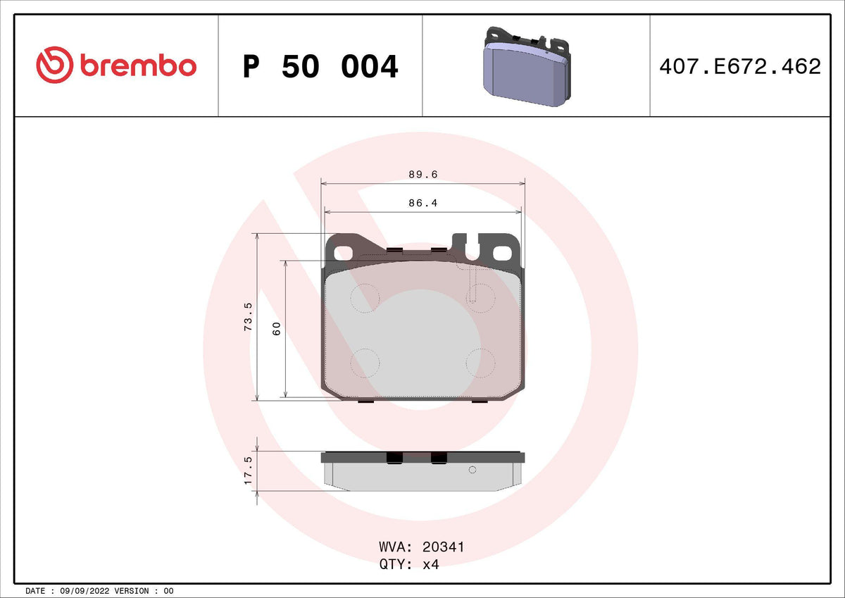 Brembo P50004 Brake Pad Front Low-Met Mercedes-Benz — Brake Pads