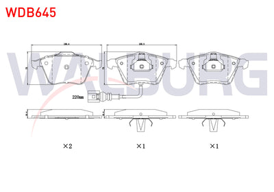 WALBURG WDB645 Brake Pad Front with Connector Audi Tt (8J3) 2.0 TDI 2006-2013 / (8J3) 2.0 TFSI 2006-2013 / (8J3) — Brake Pads