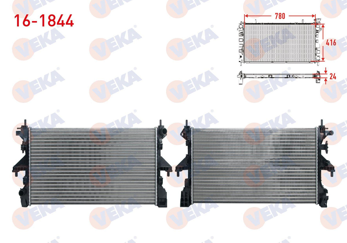 Veka 16-1844 Su Radiator Mechanical Fiat Ducato 2.3 Mjt 2014-/ Citroen Jumper 2.2 HDi 2014-/ Peugeot Boxer — Radiators & Fans
