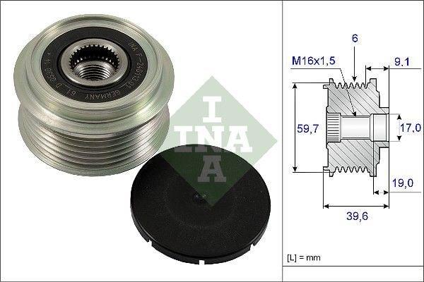 INA 535006510 Alternator Pulley - 04 Astra G H, Corsa C 1.7D — Starting & Charging