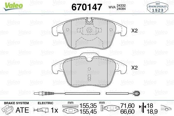 VALEO Brake Pad Front 09-C5 - Front Brake Pad Set for 1.6-2.0L HDi Engines — Brake Pads