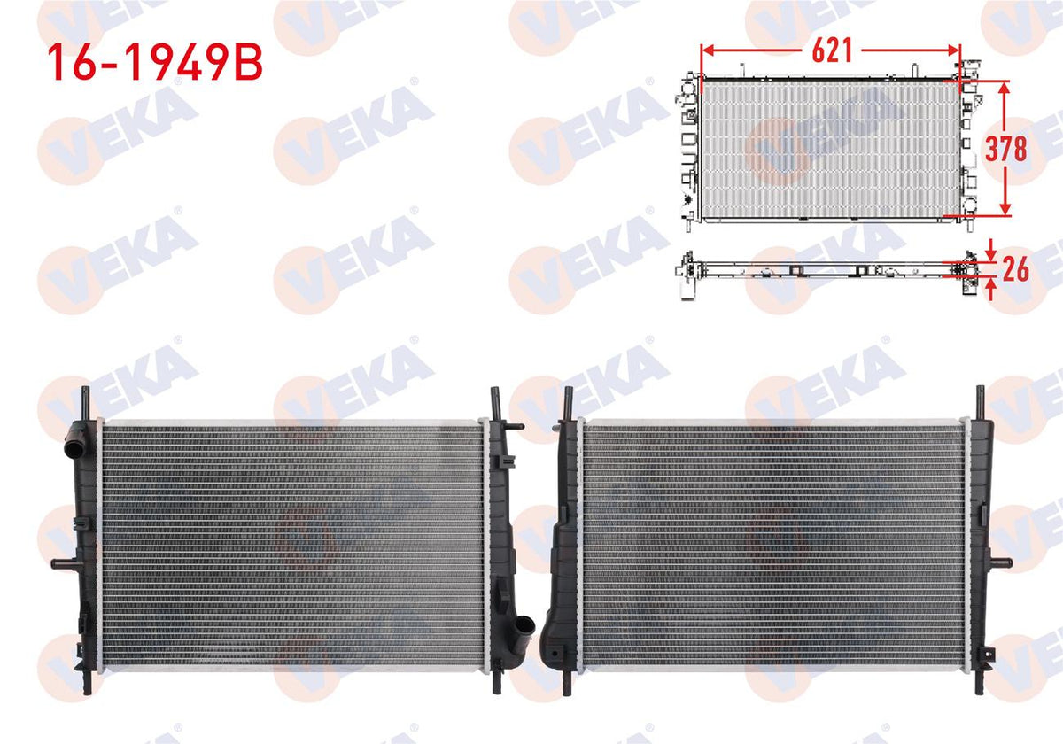 Veka 16-1949B Su Radiator Brazing Ford Mondeo 2.0 TDCi 2002-2007 — Radiators & Fans