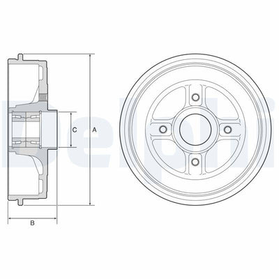 Delphi BFR624 Brake Drum with Bearing Dacia Logan / Sandero 04-> ABS Sensor Ring None — Brake Sensors & ABS