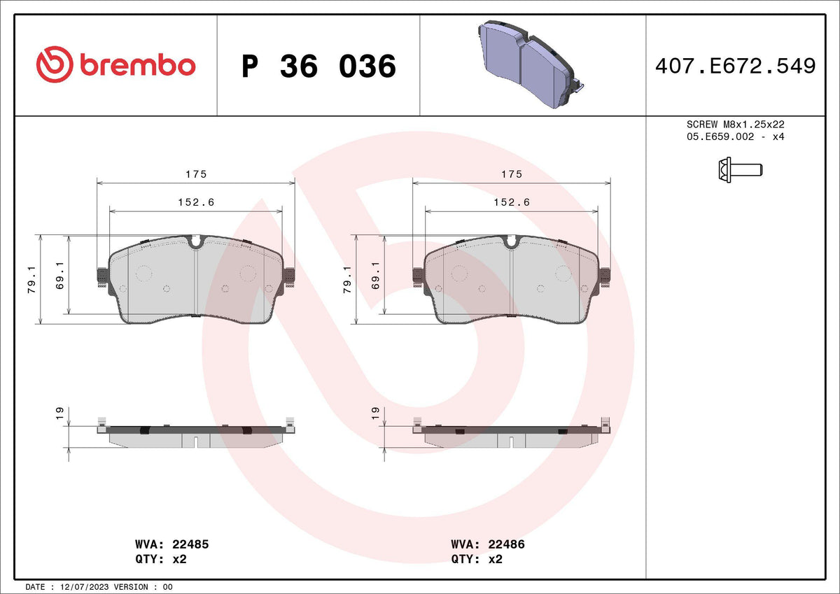 Brembo P36036 Brake Pad Front Low-Met Jaguar — Brake Pads