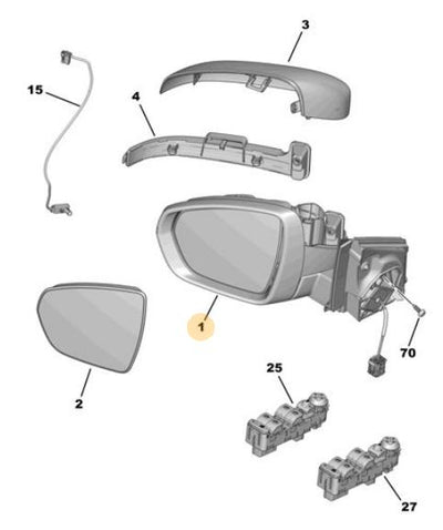Citroën 1618048480 C5 AirCross Right Mirror Cover Genuine Ds7 (X74) 3008 (P84) 5008 Grandland X