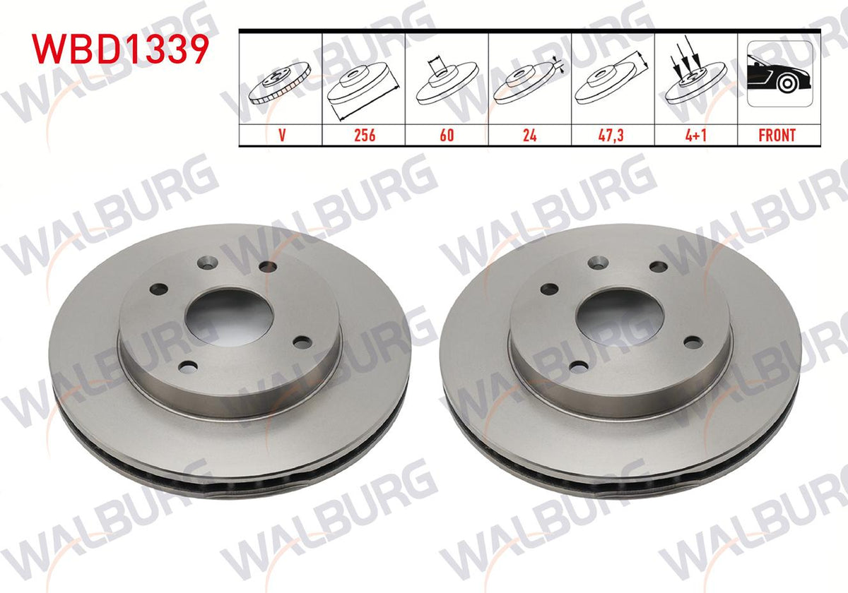 WALBURG WBD1339 Brake Disc Front Air 4 Bjn 256X24x60x47 — Brake Rotors & Drums
