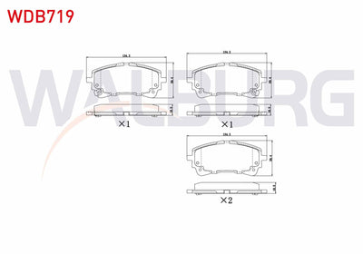 WALBURG WDB719 Brake Pad with Wear Indicator Front Toyota Corolla (_E21_) 1.8 Hybrid 2019-/ Corolla (_E21_) 1.6 — Brake Pads