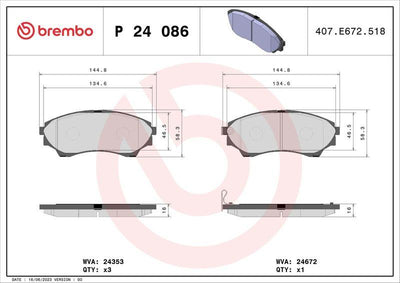Brembo P24086 Brake Pad Front (Ford Ranger 4×4 02 -) (Mazda B2500) — Brake Pads