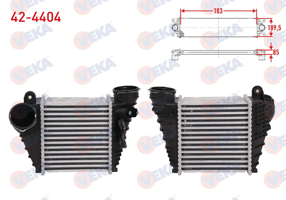 Veka 42-4404 Turbo Radiator (Intercooler) Volkswagen Golf IV (1J1) 1.9 TDI 130 Hp 1997-2005 — Radiators & Fans