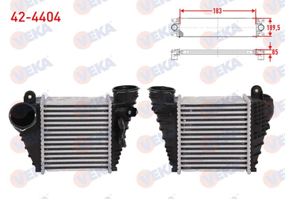 Veka 42-4404 Turbo Radiator (Intercooler) Volkswagen Golf IV (1J1) 1.9 TDI 130 Hp 1997-2005 — Radiators & Fans