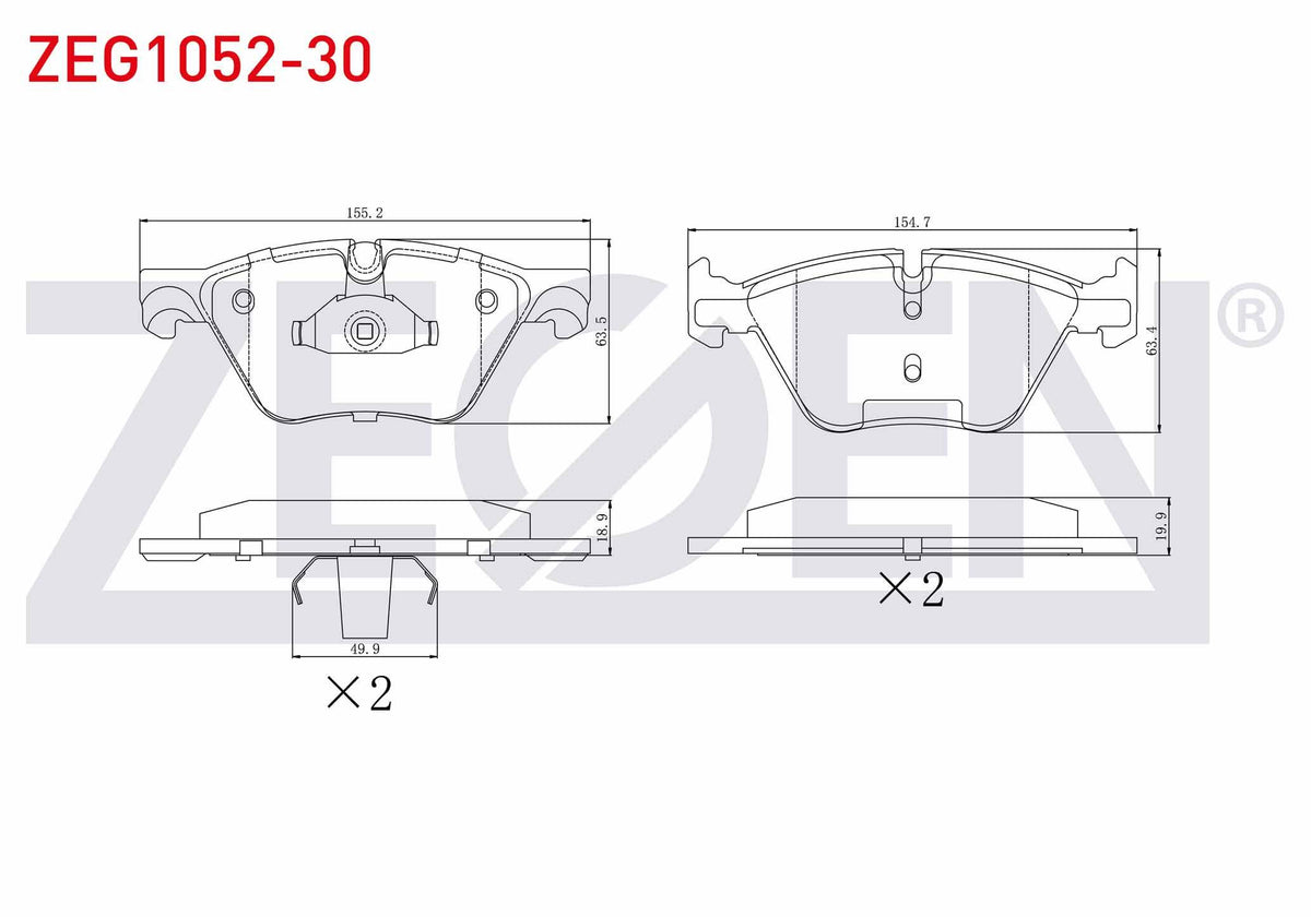 Zegen ZEG1052-30 Brake Pad Front BMW 5 Series (F10) 520 D 2010-/ 5 Series (F10) 520 i 2010-/ 5 Series (F10) 525 — Brake Pads