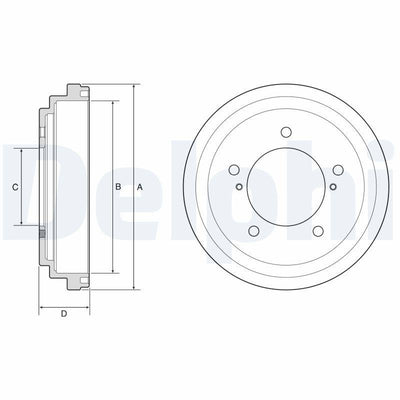 Delphi BF647 Brake Drum Rear Suzuki Jimny 2018 — Brake Rotors & Drums