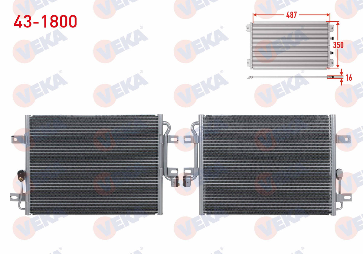 Veka 43-1800 A/C Condenser Fiat Albea 1.2i 2003-2007 — Condensers & Evaporators