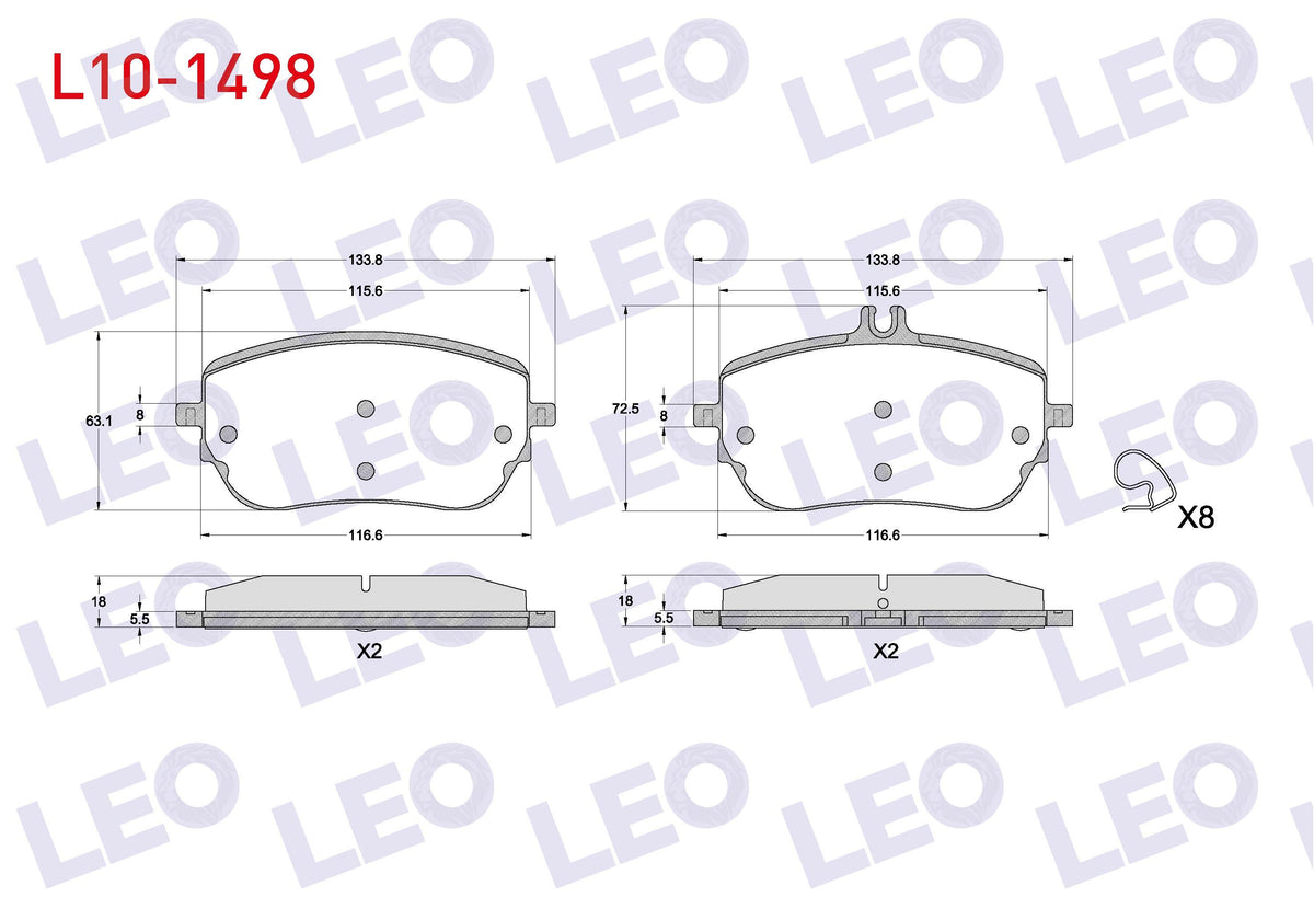 LEO L10-1498 Brake Pad Front Mercedes A 180 D-200 (W177) 2018-/ CLA 18 D-200 (C118) 2019 — Brake Pads