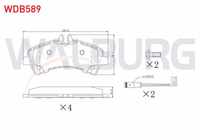WALBURG WDB589 Brake Pad Rear with Connector Mercedes Sprinter 5T (906) 515 CDI Pair Wheel 2006-2009 / VW Crafte — Brake Pads