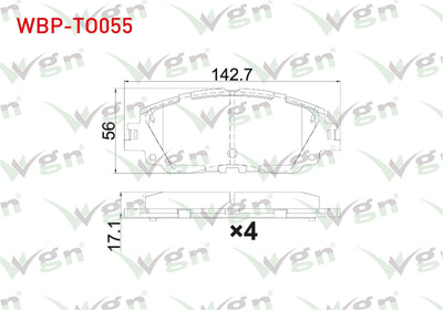 WGN WBP-TO055 Brake Pad Front Toyota Rav 4 V (_A5_, _H5_) 2.5 Hybrid 2018 — Brake Pads
