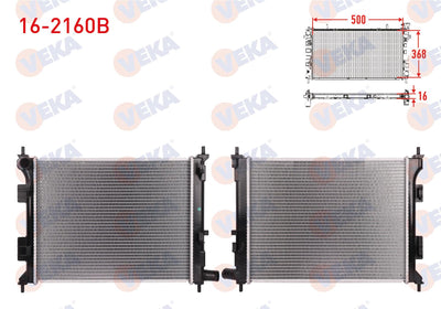 Veka 16-2160B Water Radiator Brazing Hyundai i20 (Pbt) 1.2i 16V M-T Ac + /-2012-2014 — Radiators & Fans