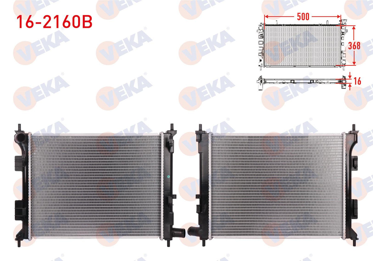 Veka 16-2160B Water Radiator Brazing Hyundai i20 (Pbt) 1.2i 16V M-T Ac + /-2012-2014 — Radiators & Fans