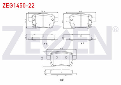 Zegen ZEG1450-22 Brake Pad Rear with Wear Indicator Fiat Egea — Brake Pads