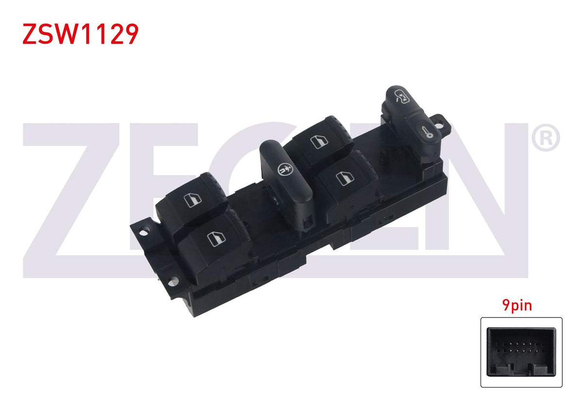 Zegen ZSW1129 Glass Release Switch Group Cocuk Resımlı 9 Pin Golf IV-V-Passat-Bora-Leon-Toledo 1998-2009 — Switches & Relays